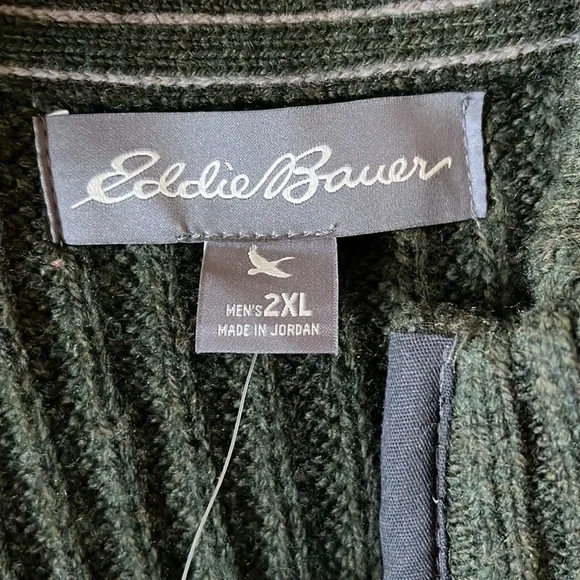 EDDIE BAUER 1/4 ZIP SWEATER MR FIELD GUIDE HEATHER GREEN SIZE 2XL